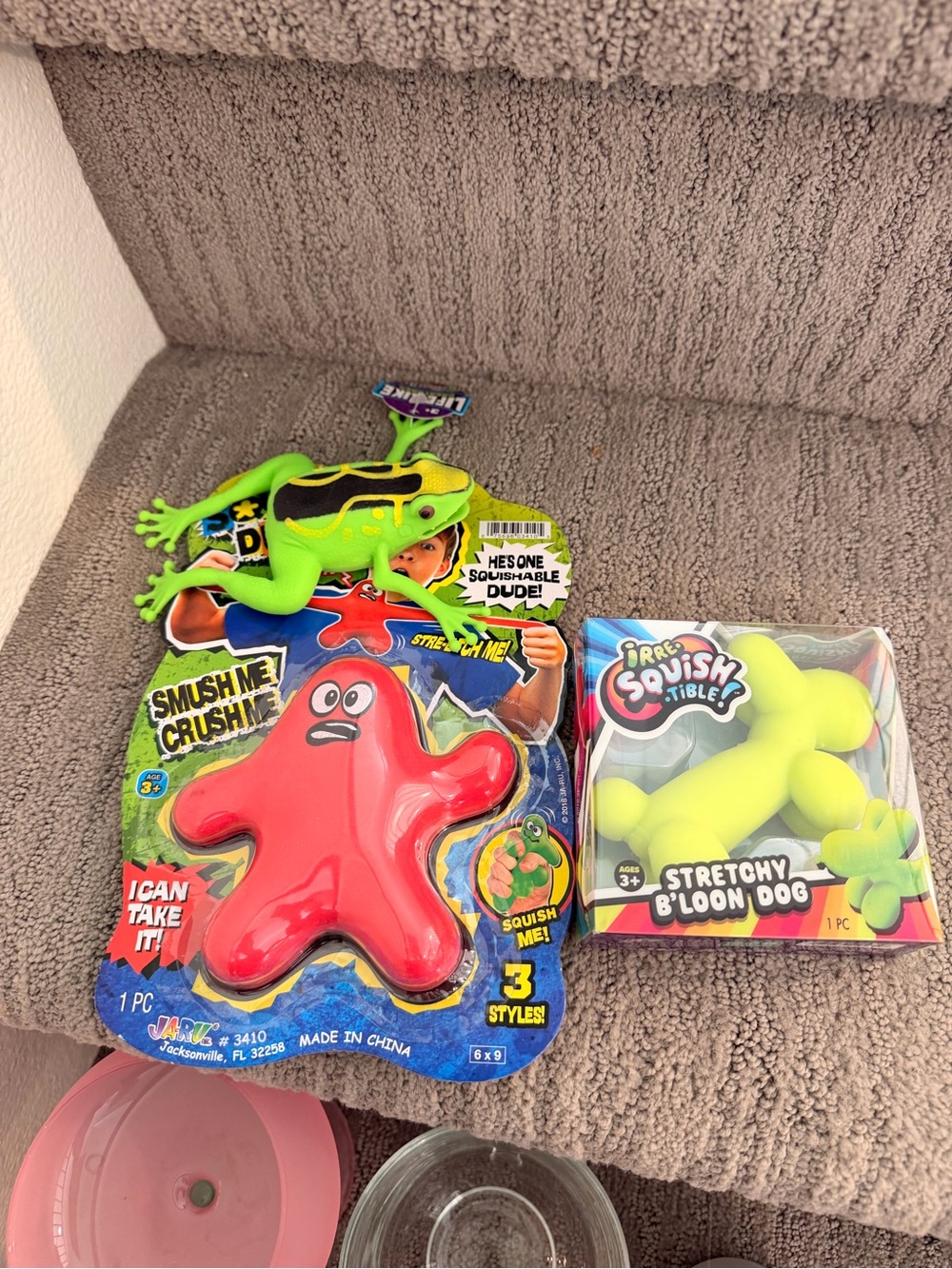 Stretchy Neon Green B'loon Dog & Red Squish Toy Duo - Kids Toys